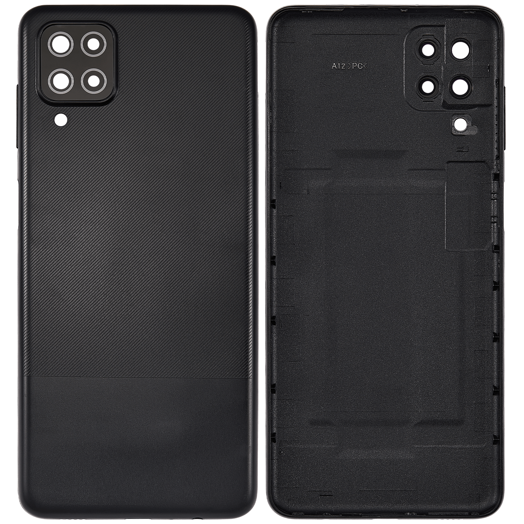 Back Cover Glass With Camera Lens Compatible For Samsung Galaxy A12 (A125 / 2020) (Vemake) (Black)
