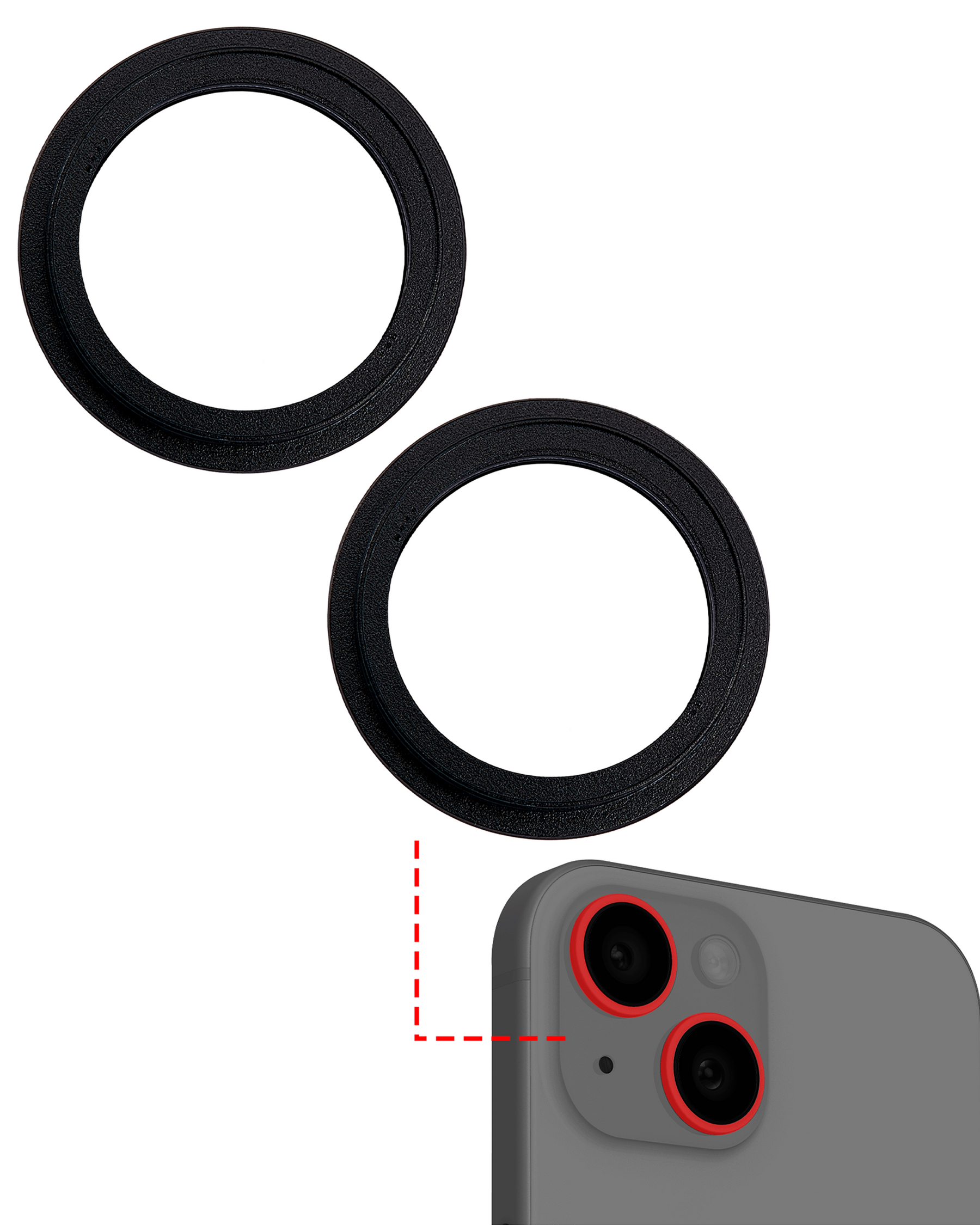 Back Camera Bezel Ring Only Compatible For iPhone 15 / 15 Plus (Black) (2 Piece Set)