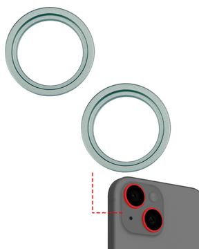 Back Camera Bezel Ring Only Compatible For iPhone 15 / 15 Plus (Green) (2 Piece Set)