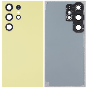 Back Cover Glass With Camera Lens Compatible For Samsung Galaxy S24 Ultra 5G Replacement(No Logo) (Aftermarket Plus) (Titanium Yellow)