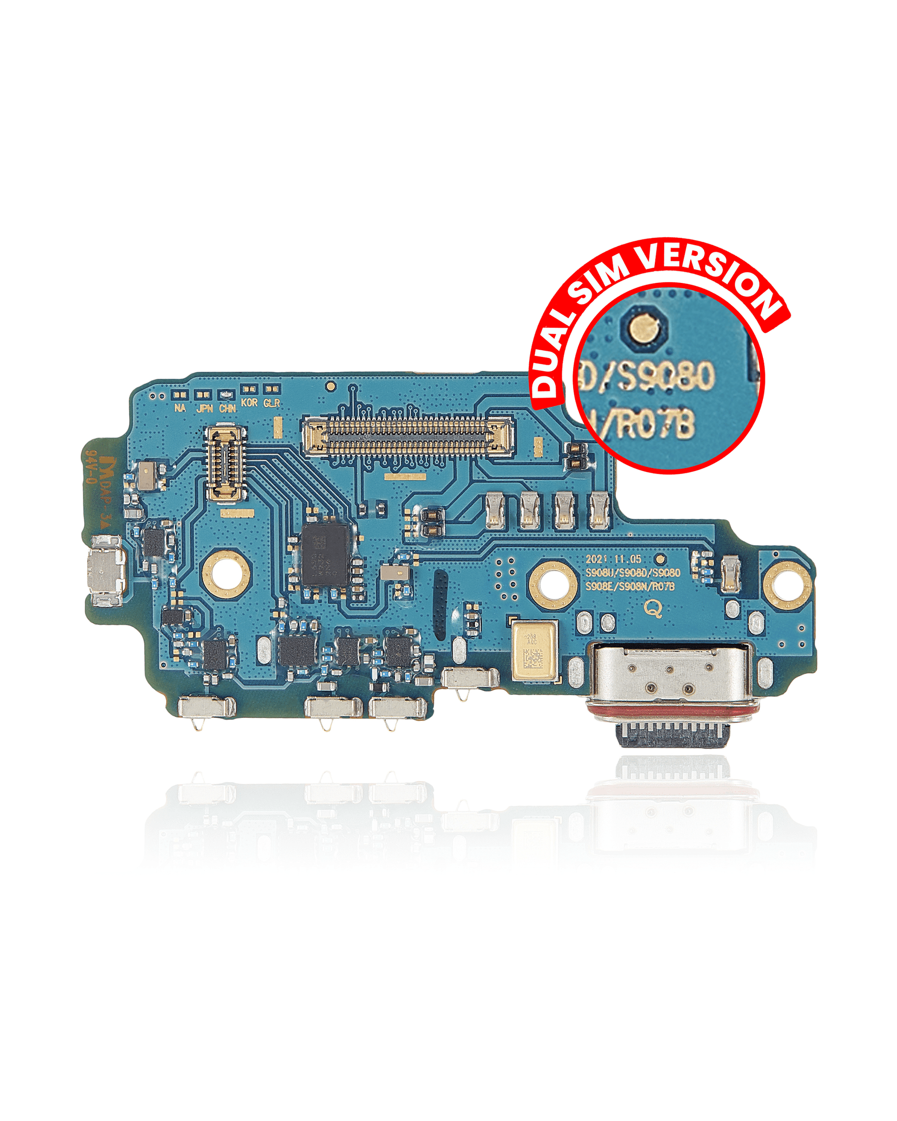 Replacement Charging Port Board With Sim Card Reader Compatible For Samsung Galaxy S22 Ultra 5G (S9080) (Dual Sim Version)