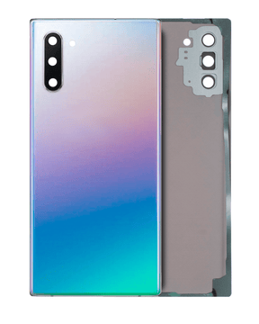 Back Cover Glass With Camera Lens Compatible For Samsung Galaxy Note 10 (No Logo) (Vemake) (Aura Glow / Silver)