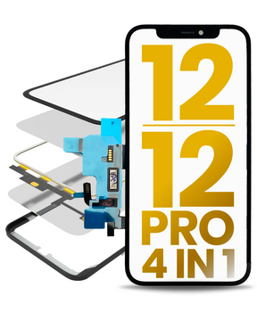 4 in 1 Short Flex (Digitizer Touch With Glass + OCA + Frame Pre-installed) Compatible For iPhone 12 / 12 Pro (OCA Master)