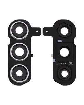 Back Camera Lens Replacement With Cover Bezel Ring Compatible For Samsung Galaxy S24 Plus 5G (Marble Gray)