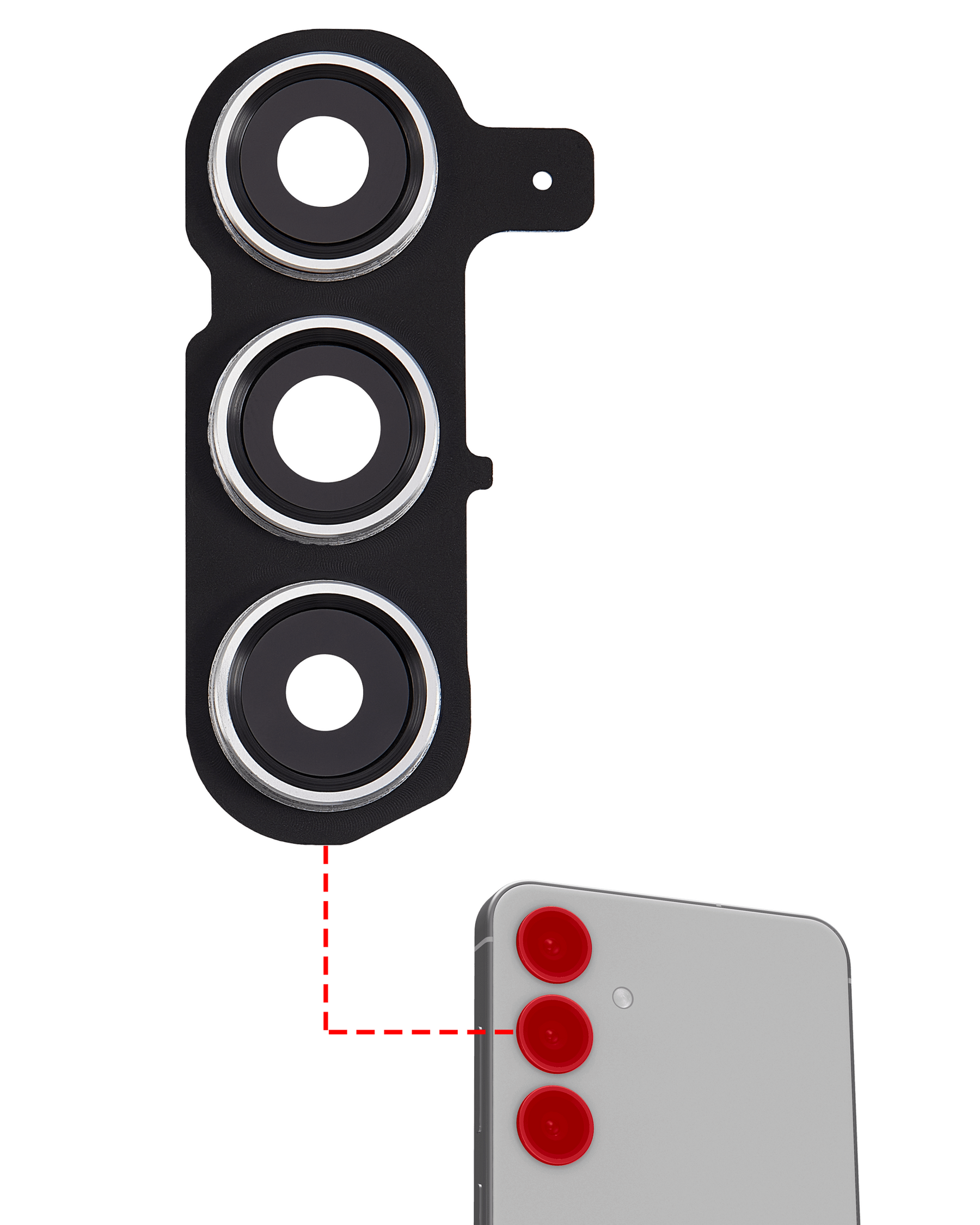 Back Camera Lens Replacement With Cover Bezel Ring Compatible For Samsung Galaxy S24 Plus 5G (Marble Gray)