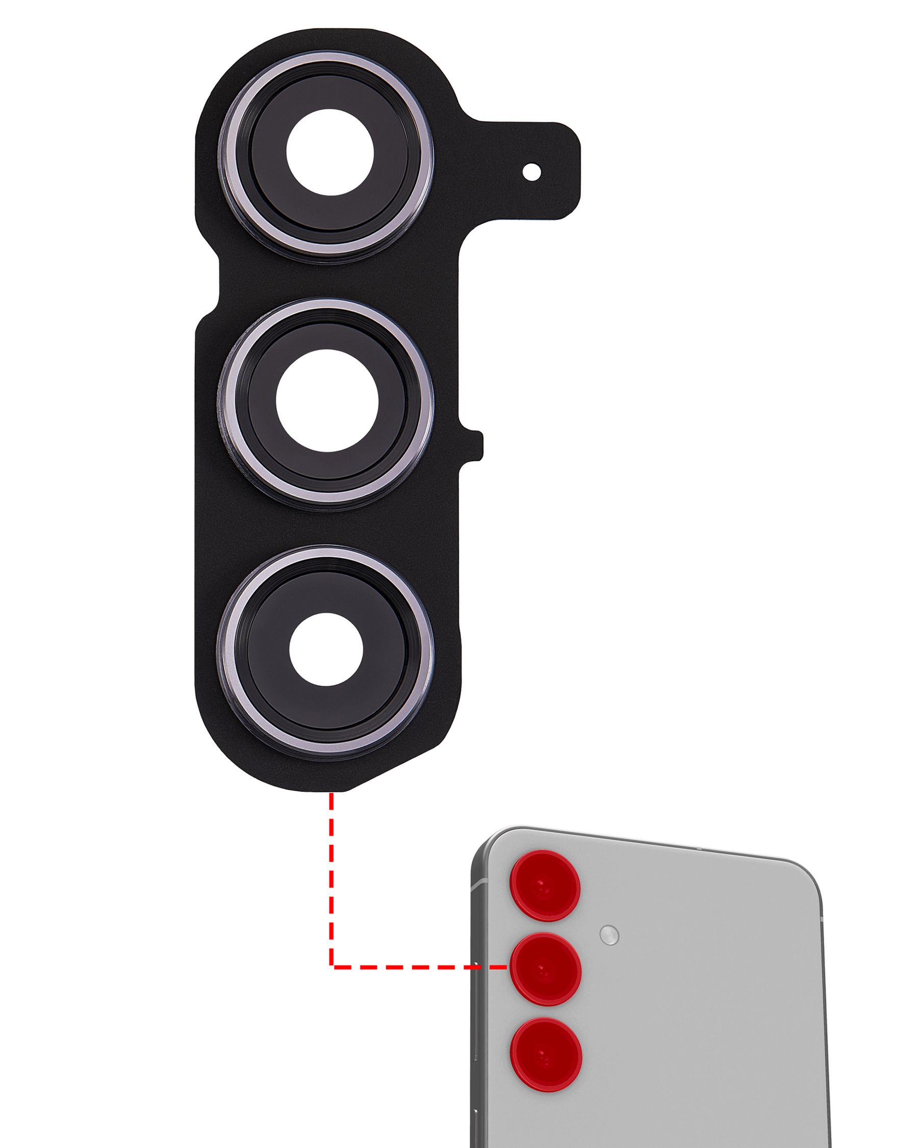 Back Camera Lens With Cover Bezel Ring Compatible For Samsung Galaxy S24 Plus 5G Replacement (Onyx Black)