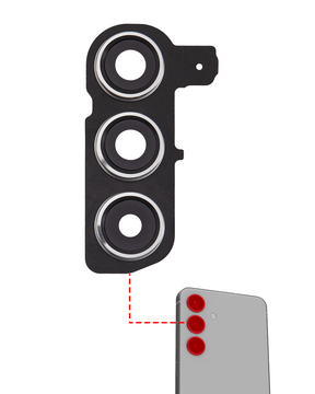 Back Camera Lens With Cover Bezel Ring Compatible For Samsung Galaxy S24 5G Replacement (Marble Gray)