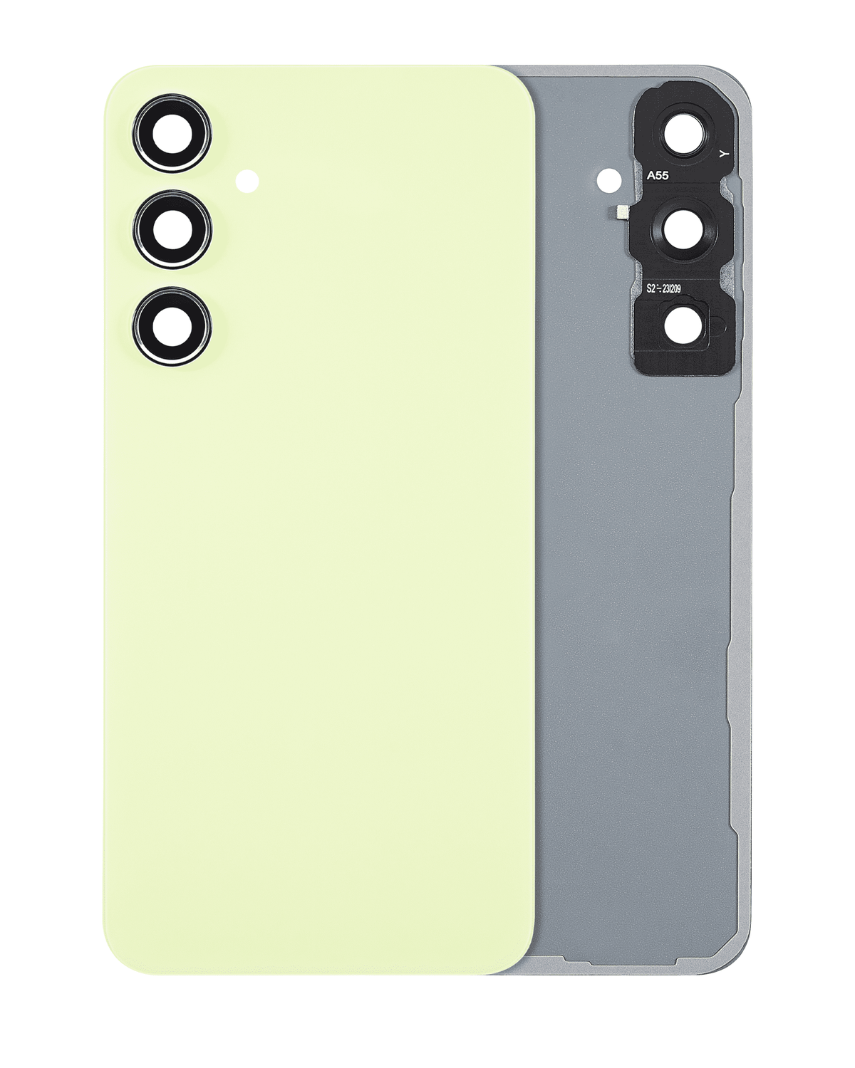 Back Cover Glass With Camera Lens Compatible For Samsung Galaxy A55 5G Replacement (A556 / 2024) (No Logo) (Vemake) (Lemon)