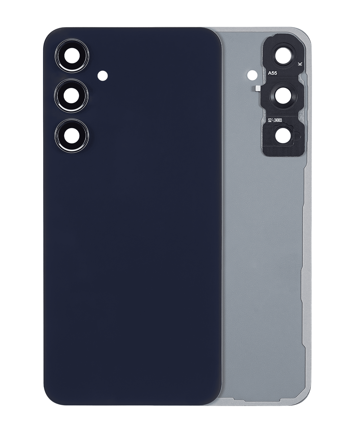 Replacement Back Cover Glass With Camera Lens Compatible For Samsung Galaxy A55 5G (A556 / 2024) (No Logo) (Vemake) (Navy)