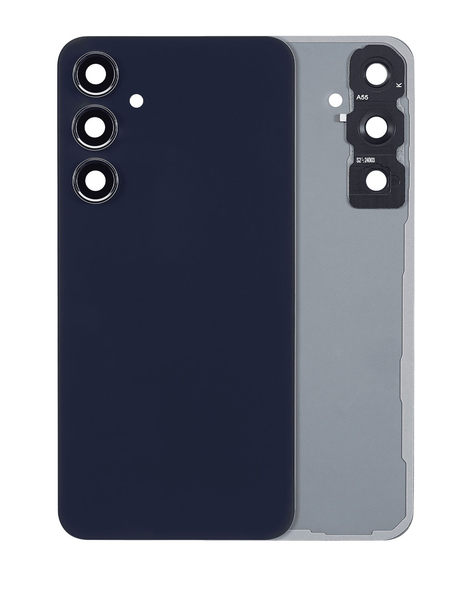 Replacement Back Cover Glass With Camera Lens Compatible For Samsung Galaxy A55 5G (A556 / 2024) (No Logo) (Vemake) (Navy)