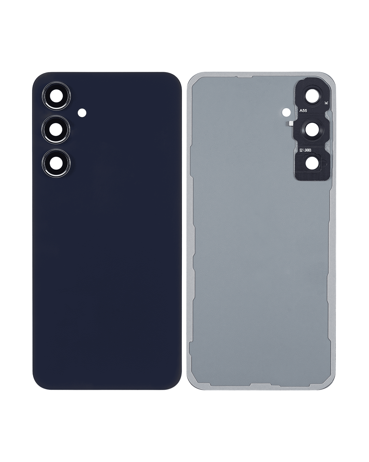 Replacement Back Cover Glass With Camera Lens Compatible For Samsung Galaxy A55 5G (A556 / 2024) (No Logo) (Vemake) (Navy)