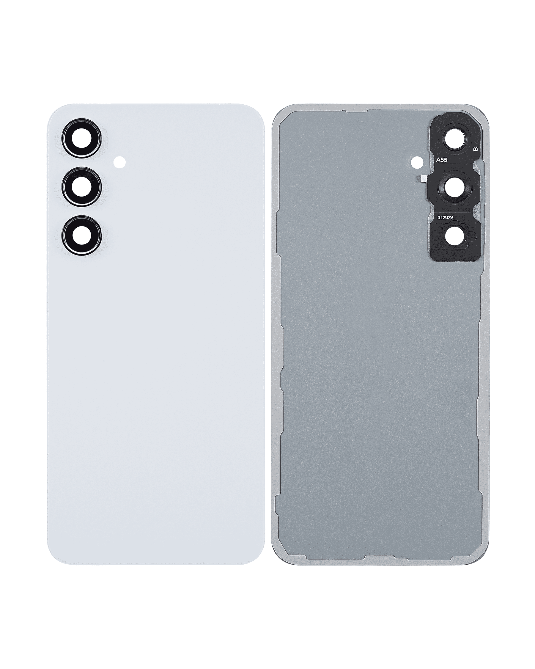 Replacement Back Cover Glass With Camera Lens Compatible For Samsung Galaxy A55 5G (A556 / 2024) (No Logo) (Vemake) (Iceblue)