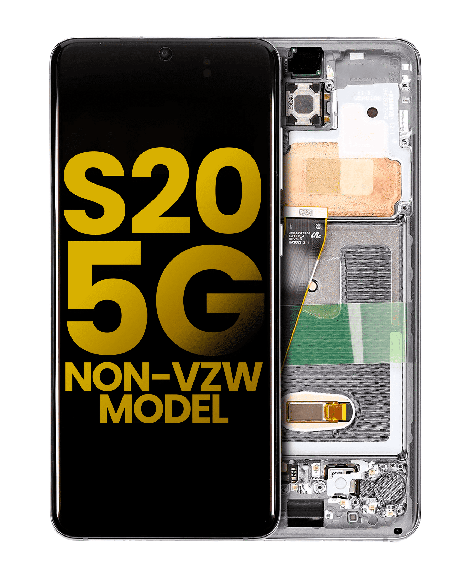 OLED Assembly With Frame Compatible For Samsung Galaxy S20 5G Replacement by Macfactory.Store(Non-Verizon 5G UW Frame) (Refurbished) (Cosmic Black)