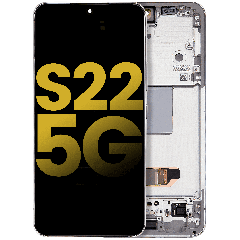 OLED Assembly With Frame Compatible For Samsung Galaxy S22 5G Replacement by Macfactory.Store(US & International Version) (Refurbished) (White)