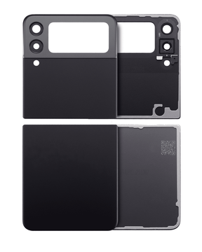 Top & Bottom Back Cover Glass With Camera Lens Compatible For Samsung Galaxy Z Flip 3 5G (Aftermarket Plus)(Phantom Black)