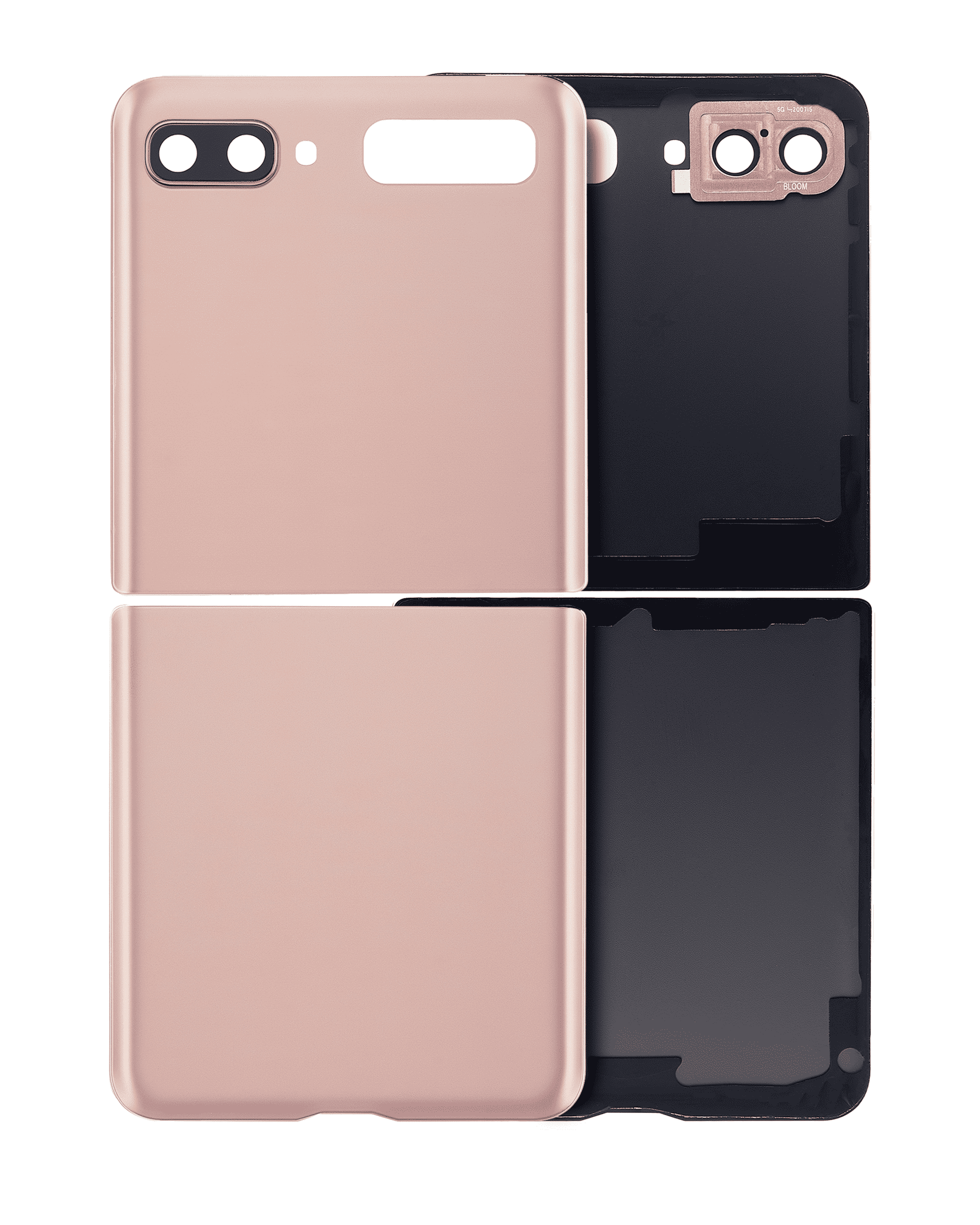 Top & Bottom Back Cover Glass With Camera Lens Compatible For Samsung Galaxy Z Flip 4G (F700) / Z Flip 5G (F707) (Aftermarket Plus) (Mystic Bronze)