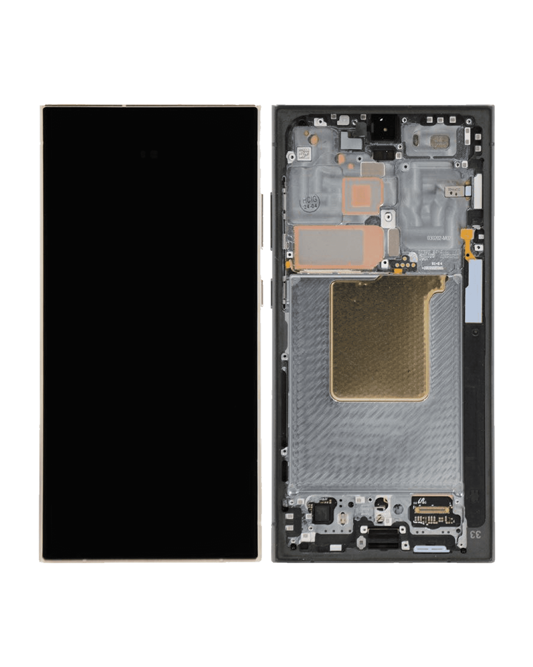 OLED Assembly With Frame Compatible For Samsung Galaxy S24 Ultra Replacement (Vemake) (Titanium Black)