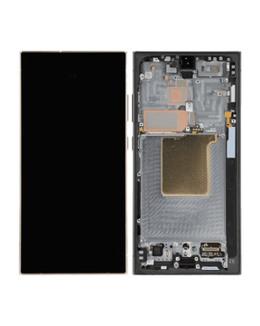 OLED Assembly With Frame Compatible For Samsung Galaxy S24 Ultra Replacement (Vemake) (Titanium Black)