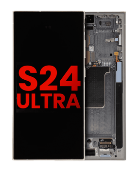 OLED Assembly With Frame Compatible For Samsung Galaxy S24 Ultra Replacement By MacFactory (Vemake) (Titanium Gray)