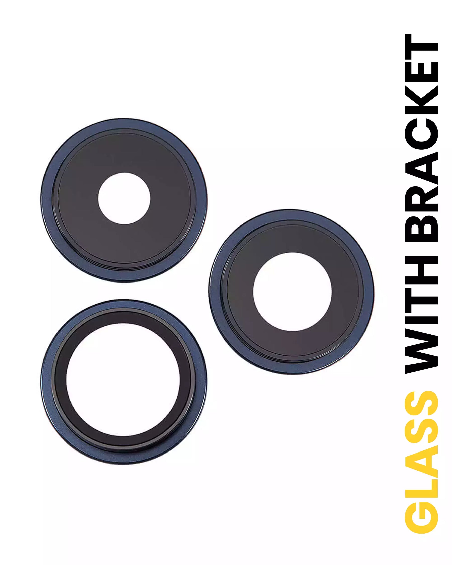 Back Camera Lens With Bracket & Bezel Compatible For iPhone 15 Pro (3 Piece Set) (Premium) (Blue Titanium)