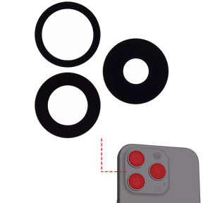 Back Camera Lens (Glass Only) With Adhesive Compatible For iPhone 15 Pro (3 Piece Set) (Aftermarket Plus)