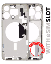 Mid-Frame Housing With Power And Volume Button Compatible For iPhone 15 Pro Max (International Version) (Used OEM Pull: Grade A) (White Titanium)