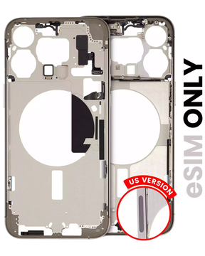 Mid-Frame Housing With Power And Volume Button Compatible For iPhone 15 Pro Max (US Version) (Used OEM Pull: Grade B) (Natural Titanium)