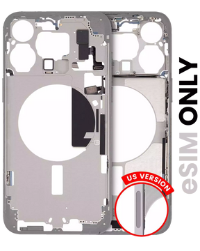 Mid-Frame Housing With Power And Volume Button Compatible For iPhone 15 Pro Max (US Version) (Used OEM Pull: Grade B) (White Titanium)