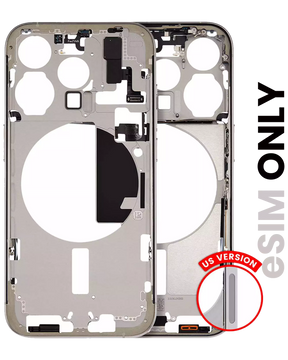Mid-Frame Housing With Power And Volume Button Compatible For iPhone 15 Pro (US Version) (Used OEM Pull: Grade B) (Natural Titanium)