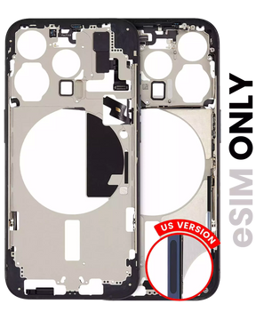 Mid-Frame Housing With Power And Volume Button Compatible For iPhone 15 Pro (US Version) (Used OEM Pull: Grade B) (Blue Titanium)