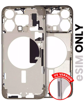 Mid-Frame Housing With Power And Volume Button Compatible For iPhone 15 Pro Max (US Version) (Used OEM Pull: Grade A) (Natural Titanium)