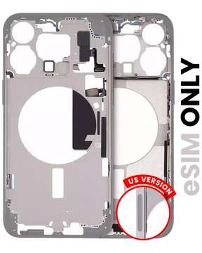Mid-Frame Housing With Power And Volume Button Compatible For iPhone 15 Pro Max (US Version) (Used OEM Pull: Grade A) (White Titanium)