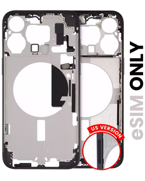 Mid-Frame Housing With Power And Volume Button Compatible For iPhone 15 Pro Max (US Version) (Used OEM Pull: Grade A) (Black Titanium)