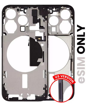 Mid-Frame Housing With Power And Volume Button Compatible For iPhone 15 Pro (US Version) (Used OEM Pull: Grade A) (Black Titanium)