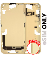 Mid-Frame Housing With Power And Volume Button Compatible For iPhone 15 Plus (US Version) (Used OEM Pull: Grade A) (Yellow)