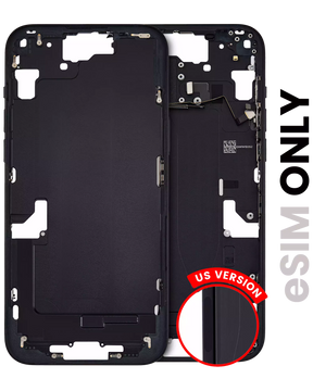 Mid-Frame Housing With Power And Volume Button Compatible For iPhone 15 Plus (US Version) (Used OEM Pull: Grade A) (Black)