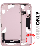 Mid-Frame Housing With Power And Volume Button Compatible For iPhone 15 (US Version) (Used OEM Pull: Grade A) (Pink)