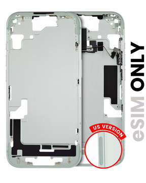 Mid-Frame Housing With Power And Volume Button Compatible For iPhone 15 (US Version) (Used OEM Pull: Grade A) (Green)