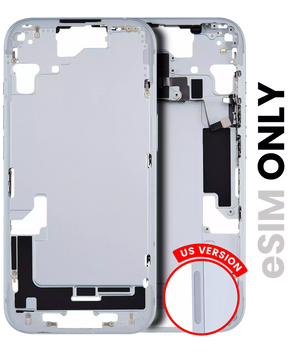 Mid-Frame Housing With Power And Volume Button Compatible For iPhone 15 (US Version) (Used OEM Pull: Grade A) (Blue)