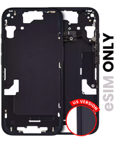 Mid-Frame Housing With Power And Volume Button Compatible For iPhone 15 (US Version) (Used OEM Pull: Grade A) (Black)