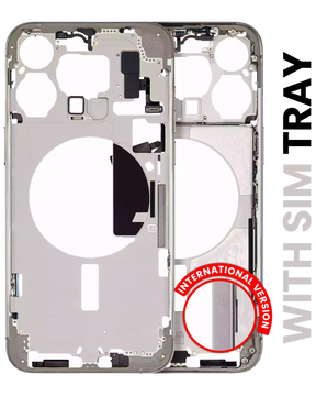Mid-Frame Housing With Power And Volume Button Compatible For iPhone 15 Pro Max (International Version) (Used OEM Pull: Grade A) (Natural Titanium)