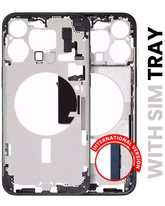 Mid-Frame Housing With Power And Volume Button Compatible For iPhone 15 Pro Max (International Version) (Used OEM Pull: Grade A) (Blue Titanium)