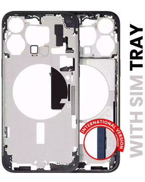 Mid-Frame Housing With Power And Volume Button Compatible For iPhone 15 Pro Max (International Version) (Used OEM Pull: Grade A) (Blue Titanium)