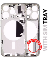 Mid-Frame Housing With Power And Volume Button Compatible For iPhone 15 Pro (International Version) (Used OEM Pull: Grade A) (White Titanium)