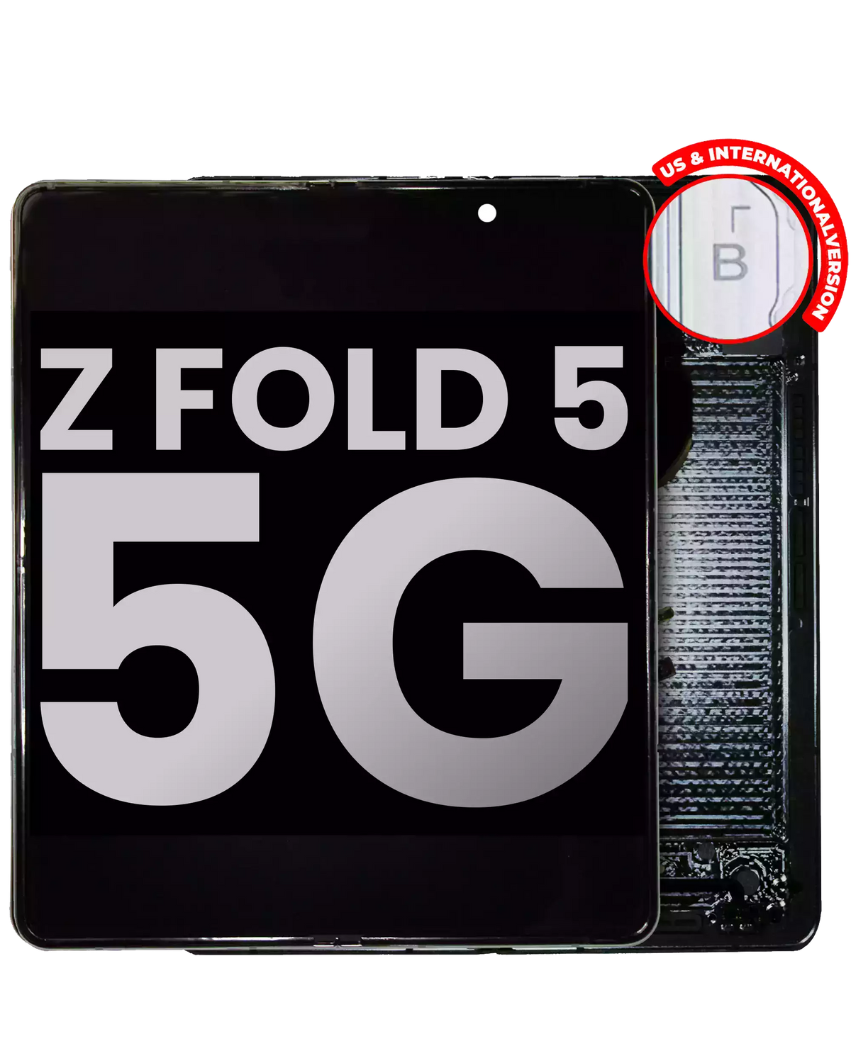 Replacement Inner OLED Assembly With Frame Compatible For Samsung Galaxy Z Fold 5 5G (US & International) (Used OEM Pull: Grade B/C) (Phantom Black)