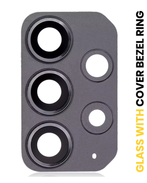 Replacement Back Camera Lens With Cover Bezel Ring Compatible For Samsung Galaxy A72 (A725 / 2021) (Awesome Black)
