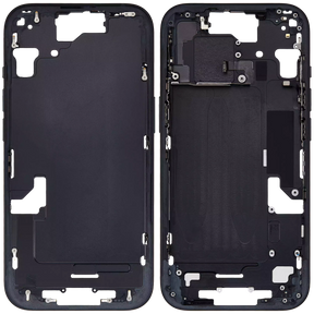 Mid-Frame Housing With Power And Volume Button Compatible For iPhone 15 (International Version) (Used OEM Pull: Grade A) (Black)