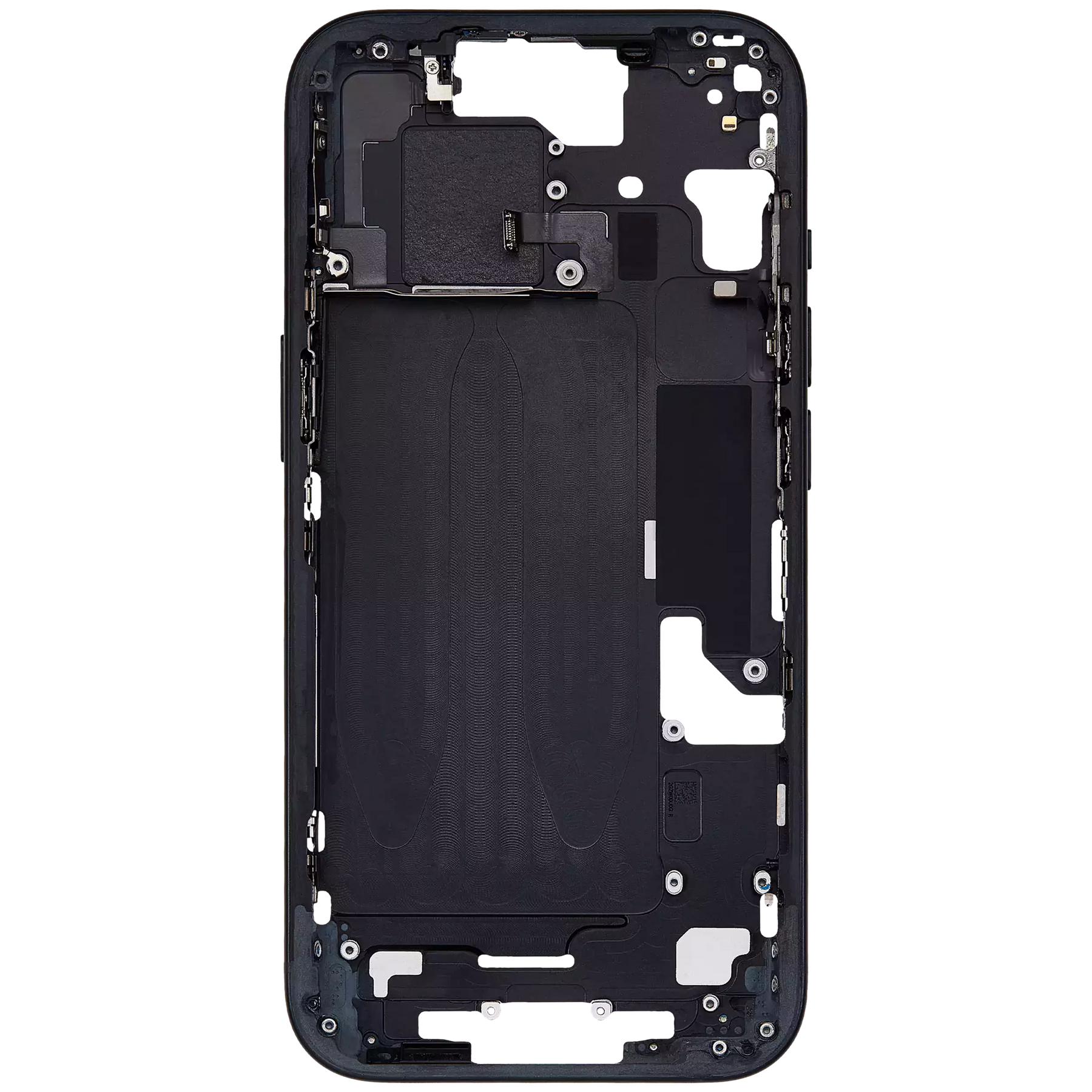 Mid-Frame Housing With Power And Volume Button Compatible For iPhone 15 (International Version) (Used OEM Pull: Grade A) (Black)