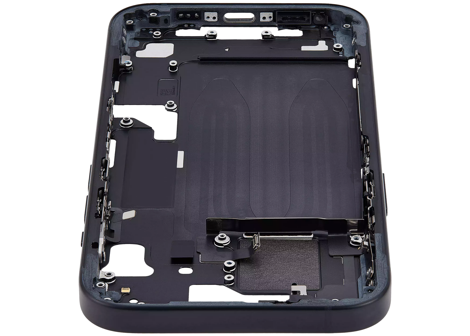 Mid-Frame Housing With Power And Volume Button Compatible For iPhone 15 (International Version) (Used OEM Pull: Grade A) (Black)