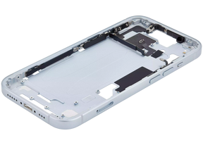 Mid-Frame Housing With Power And Volume Button Compatible For iPhone 15 (International Version) (Used OEM Pull: Grade A) (Blue)